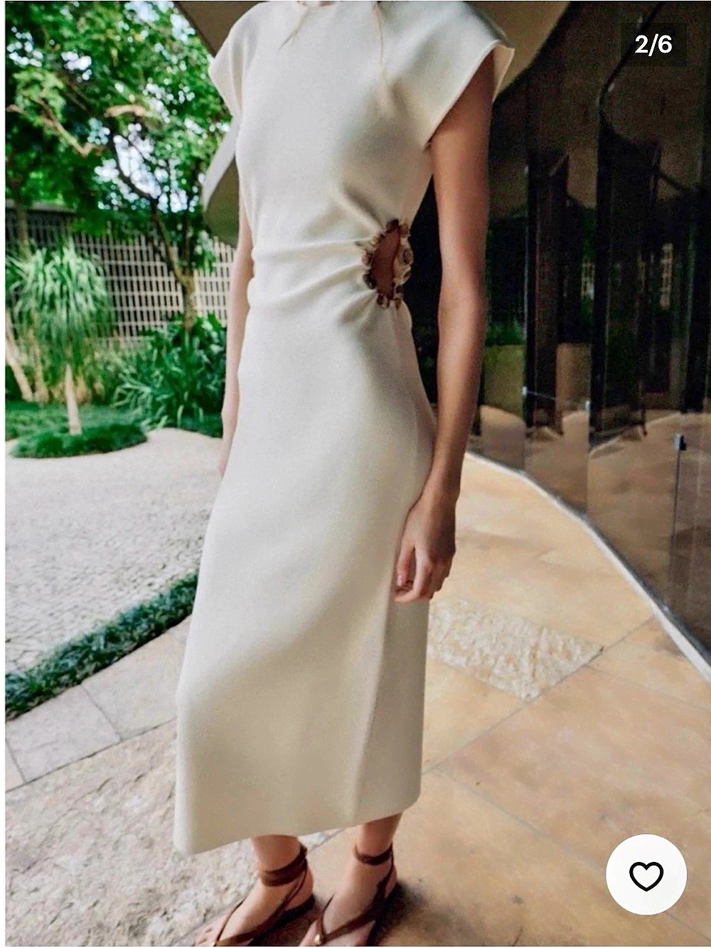 Zara Light Sand Linen Blend Stone Midi Dress